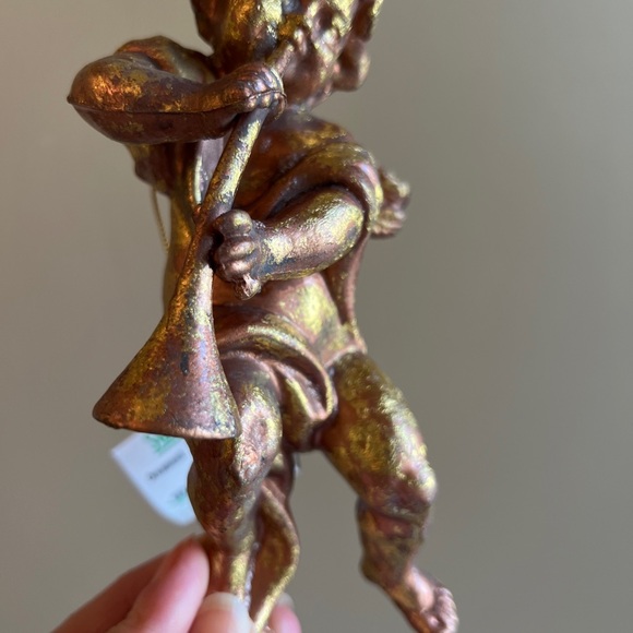 Set of (3) NWT Gold cherub angel w trumpet Christmas hanging ornaments 7” h x 4… - Picture 13 of 13